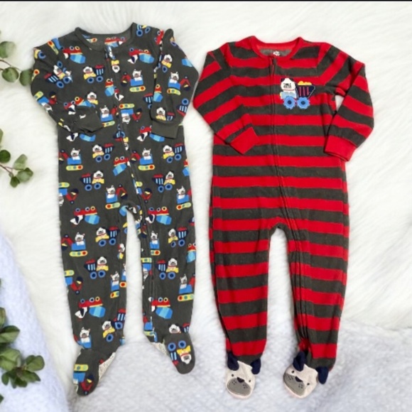 Kids Headquarters Other - Kids Headquarters  Set of 2 Striped Red and Gray Kids One Piece Pajamas
